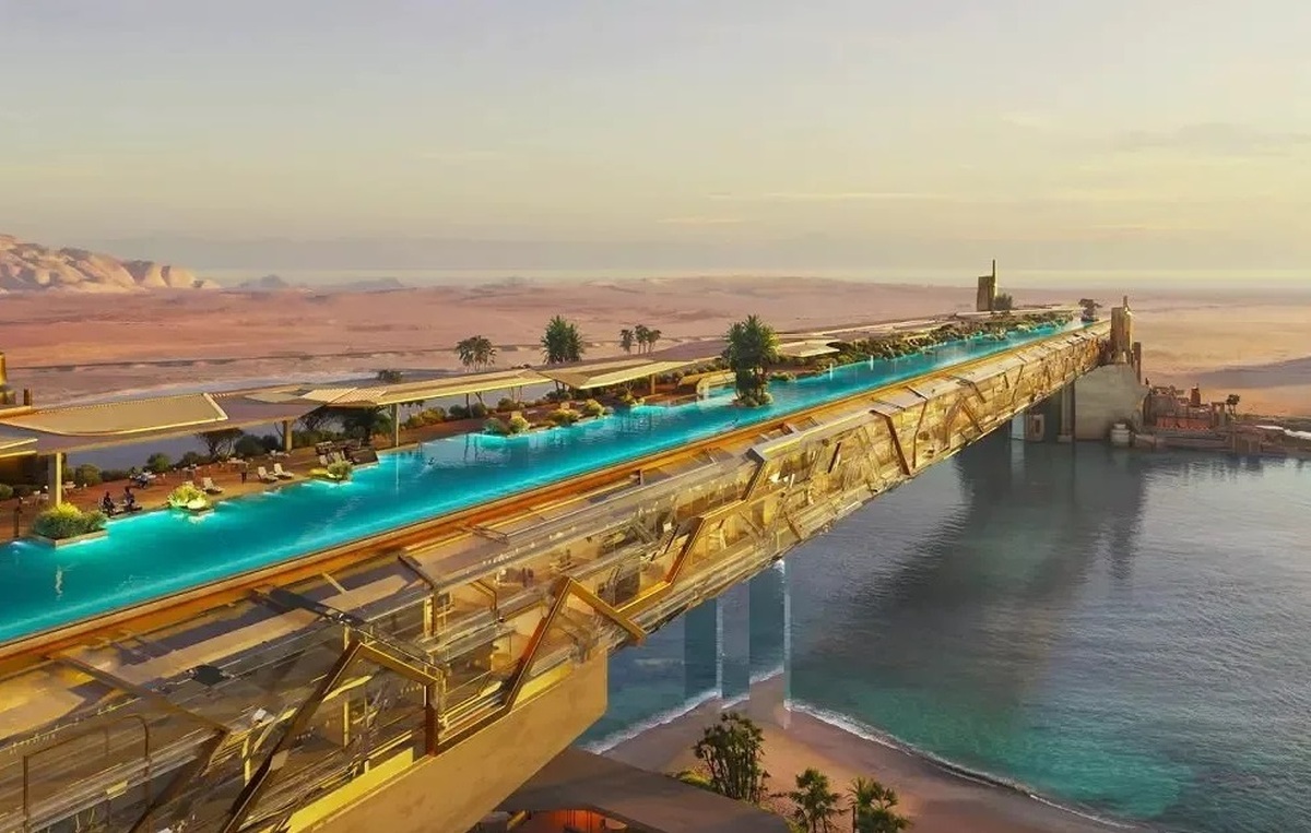 طرح عربستان برای ساخت طولانی‌ترین استخر معلق جهان در پروژه نئوم! + عکس