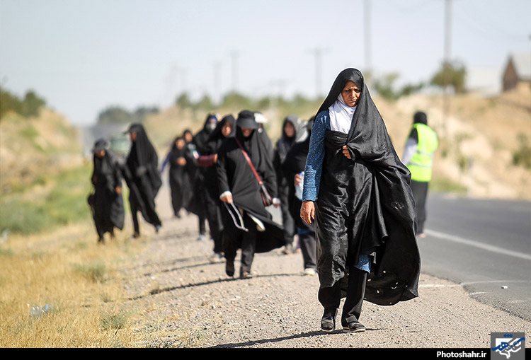 زائران پیاده در مسیر حرم امام رئوف