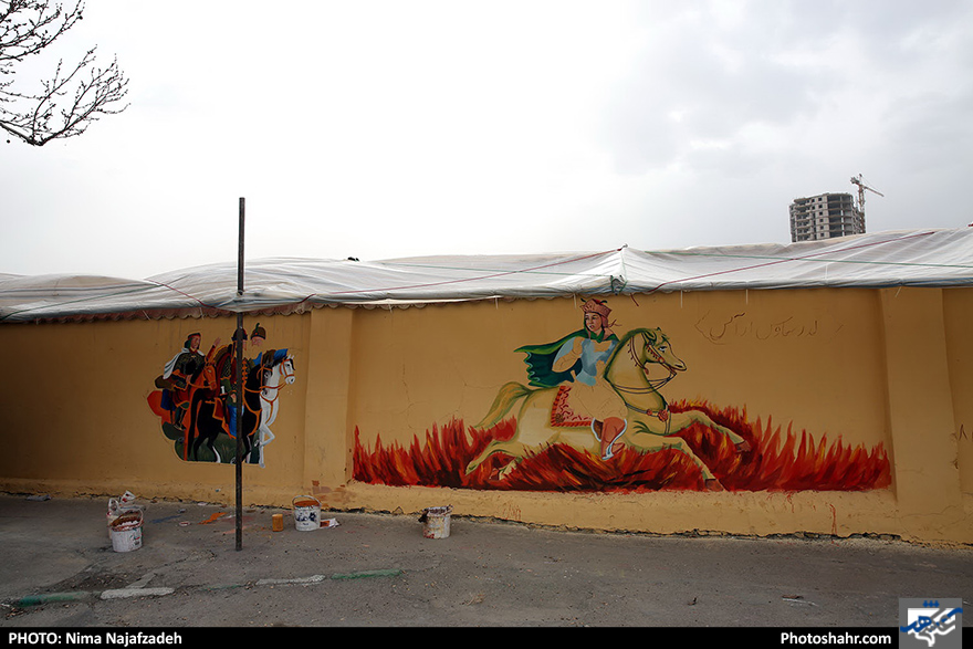 بازآفرینی نقش شاهنامه بر دیوارهای بلوار فردوسی