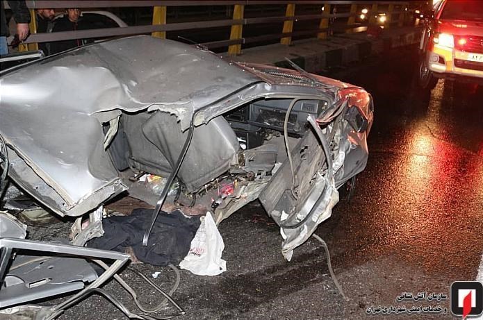تصادف شدید در تهران؛ پراید له شد و راننده ناپدید! + تصاویر
