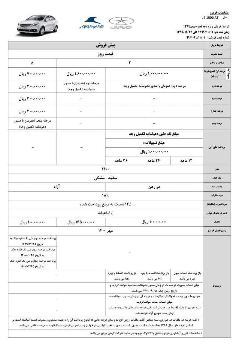 آغاز طرح جدید پیش فروش ۳ خودروی کرمان موتور + جزئیات