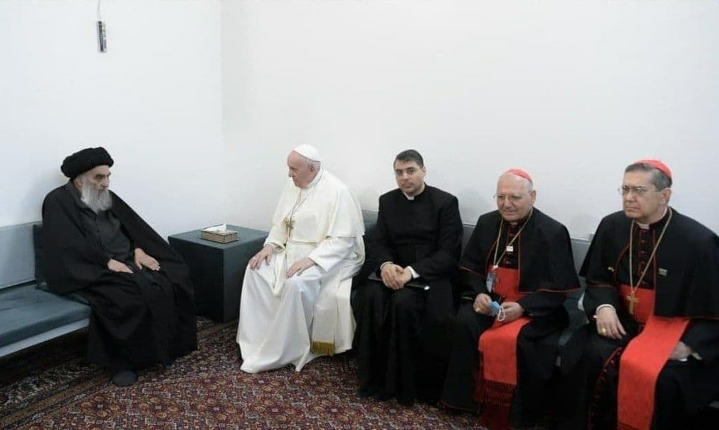 عکسی از دیدار پاپ با آیت‌الله سیستانی