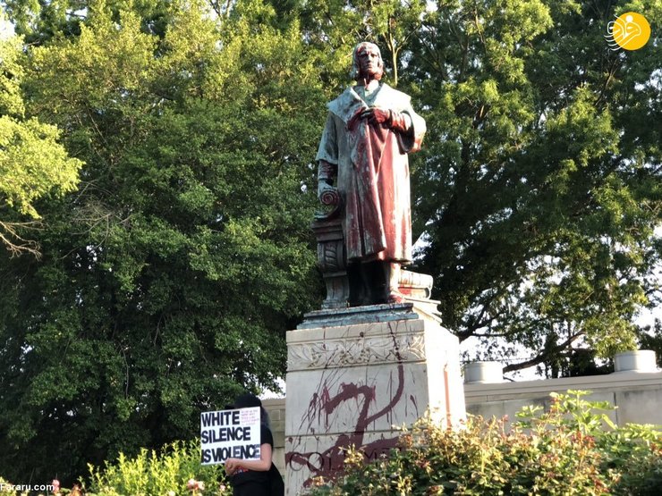 معترضان در آمریکا، مجسمه کریستف کلمب را سرنگون کردند