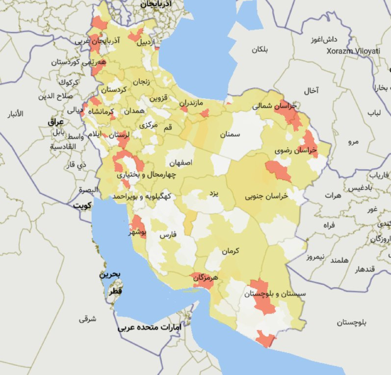 شهر مشهد همچنان در وضعیت قرمز قرار دارد/اسامی شهرهای وضعیت قرمز کشور در شیوع کرونا +جدول