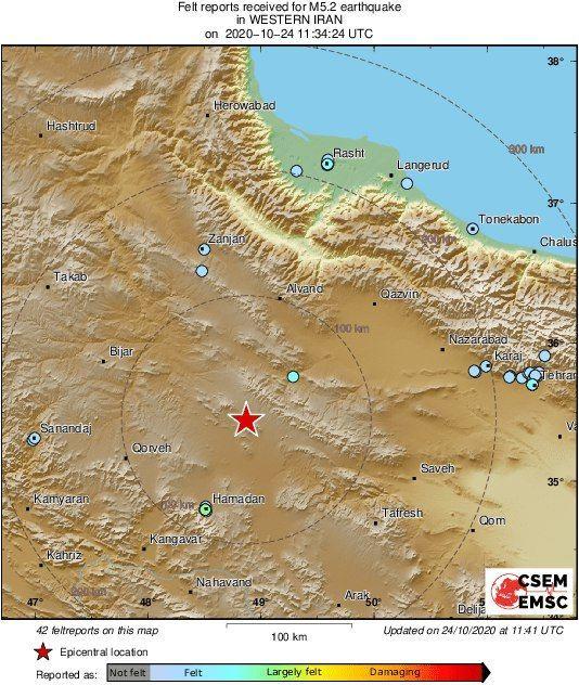 زلزله ۵/۴ ریشتری در مرز استا‌های قزوین و همدان + جزئیات