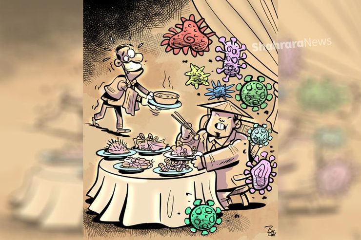کاریکاتور | عضو ستاد ملی مقابله با کرونا: چینی‌ها هر جنبنده‌ای را می‌خورند و ویروس جدید درست می‌شود!