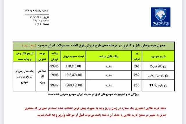 آغاز دهمین مرحله فروش فوق‌العاده ایران‌خودرو از امروز ۳۰ آذر ۹۹ + جزئیات