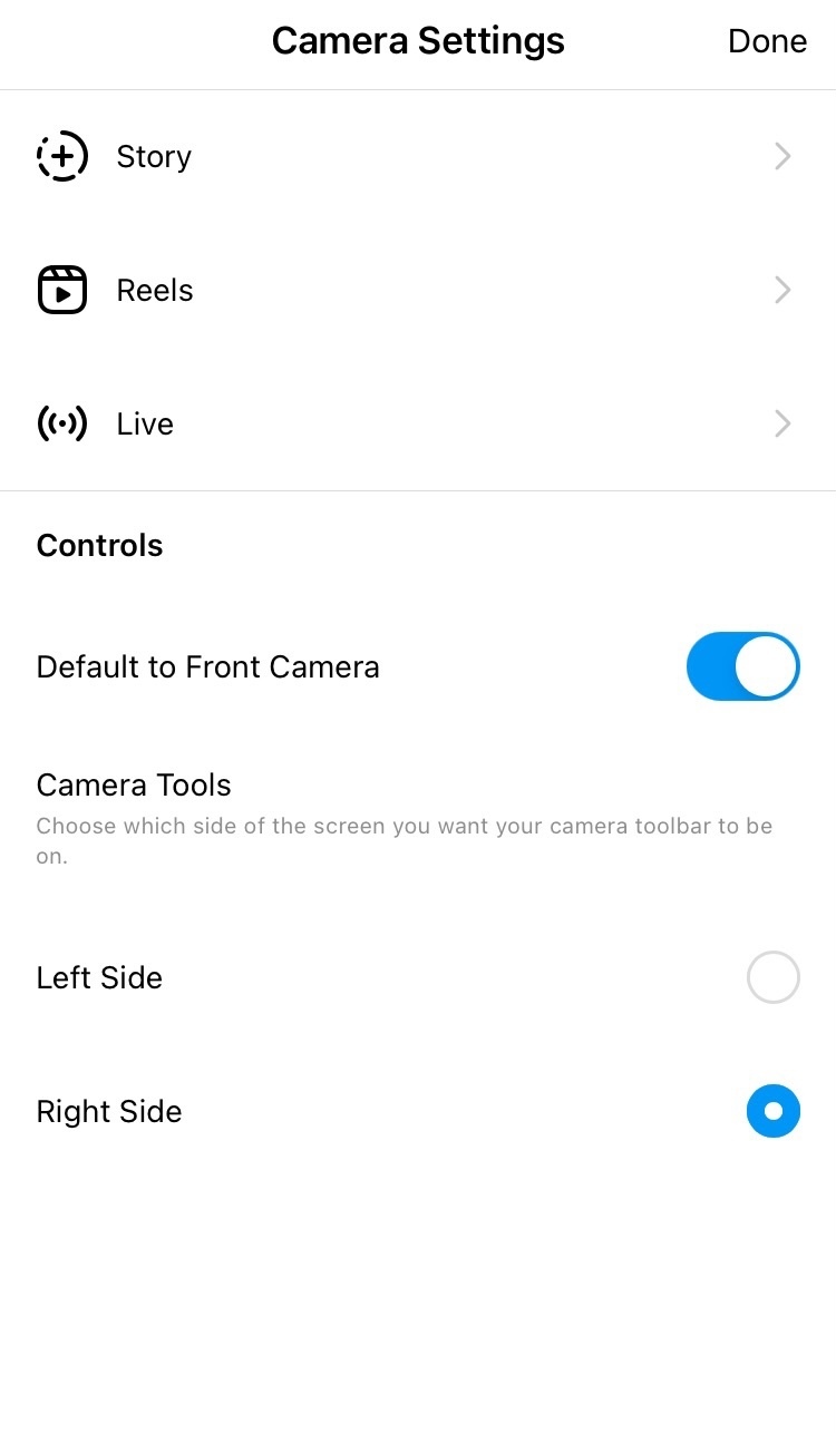 آموزش تغییر تنظیمات دوربین در اینستاگرام