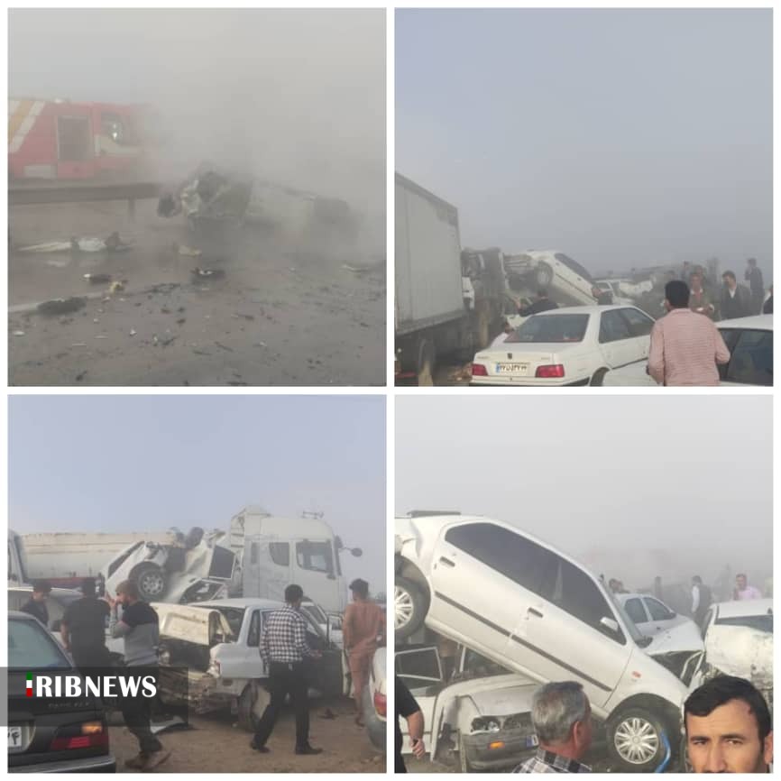 تصادف زنجیره‌ای مرگبار در جاده بهبهان - رامهرمز خوزستان + فیلم و عکس