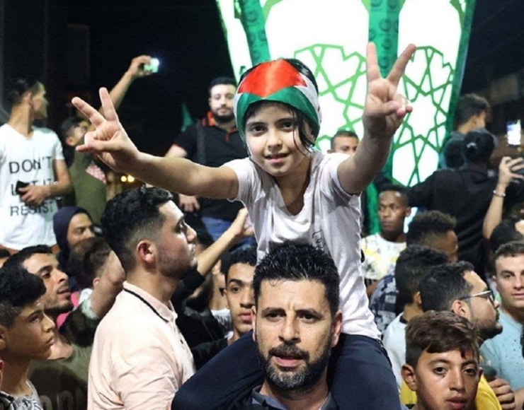 جشن پیروزی در غزه همزمان با آتش بس