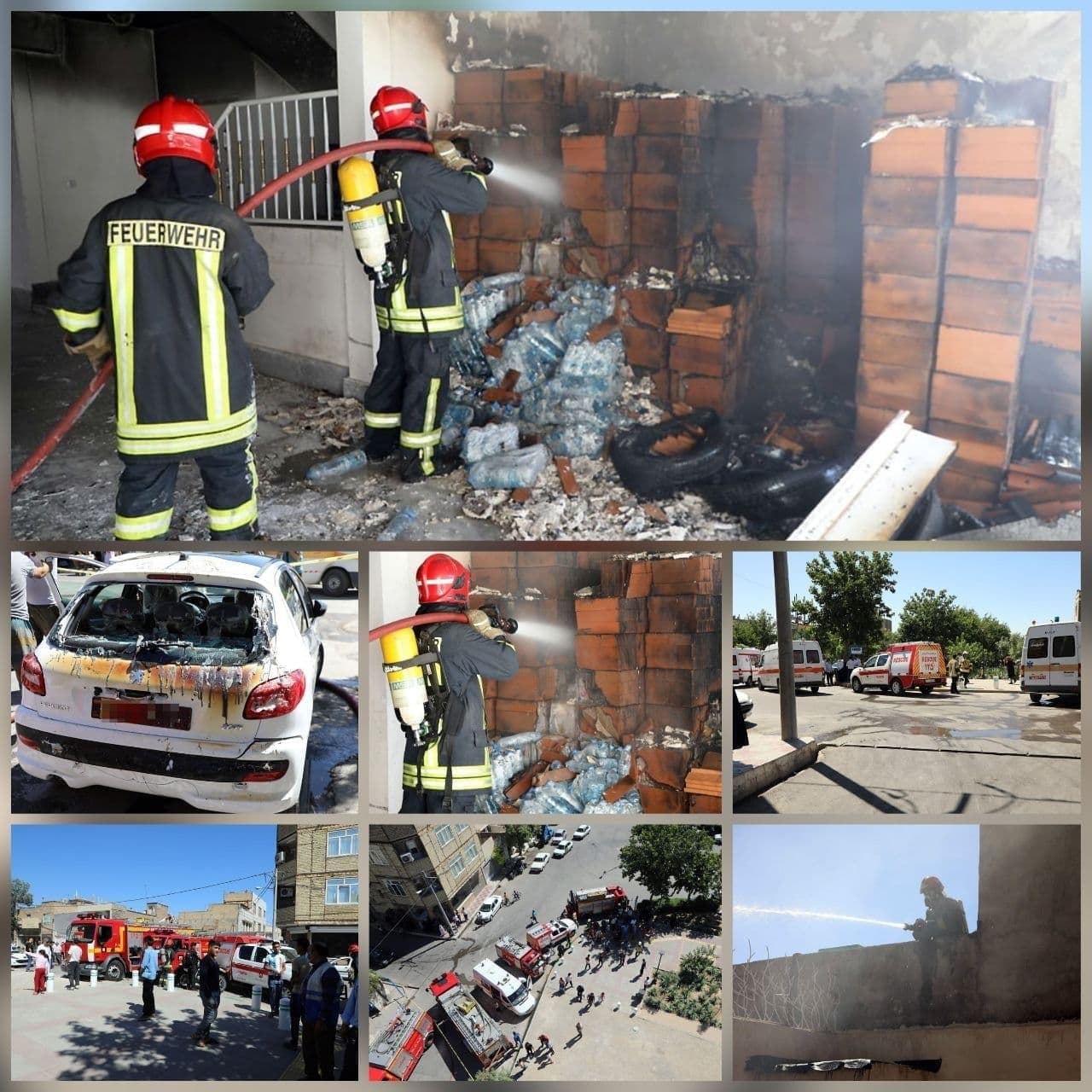 مهار آتش‌سوزی آپارتمانی در پنجتن مشهد و نجات ۲۱ نفر توسط آتش‌نشانان + عکس