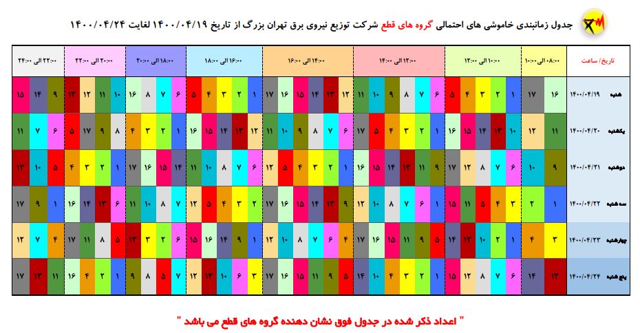 جدول قطع برق تهران؛ امروز ۱۹ تیر ۱۴۰۰+ دانلود لیست مناطق