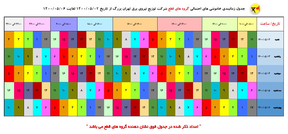 جدول قطع برق تهران؛ یکشنبه ۳ مرداد ۱۴۰۰ + دانلود لیست مناطق