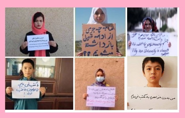 من بدون خواهرم به مکتب نمی‌روم | اعتراض مجازی به بسته بودن درب مدرسه به روی دختران افغان + عکس
