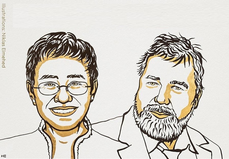 جایزه صلح نوبل به دو روزنامه‌نگار رسید