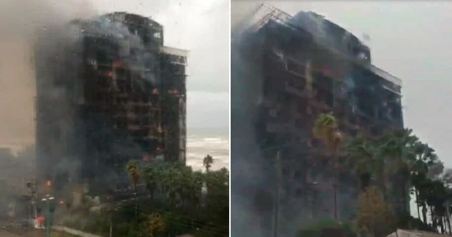 آخرین جزئیات از آتش سوزی برج ۱۷ طبقه رامیلا در چالوس + علت حادثه و فیلم‌