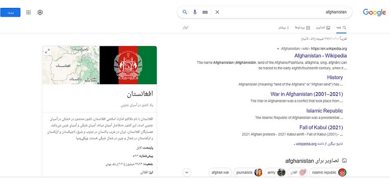 افغانستان یکی از پرشمارترین جستجوهای گوگل در ۲۰۲۱