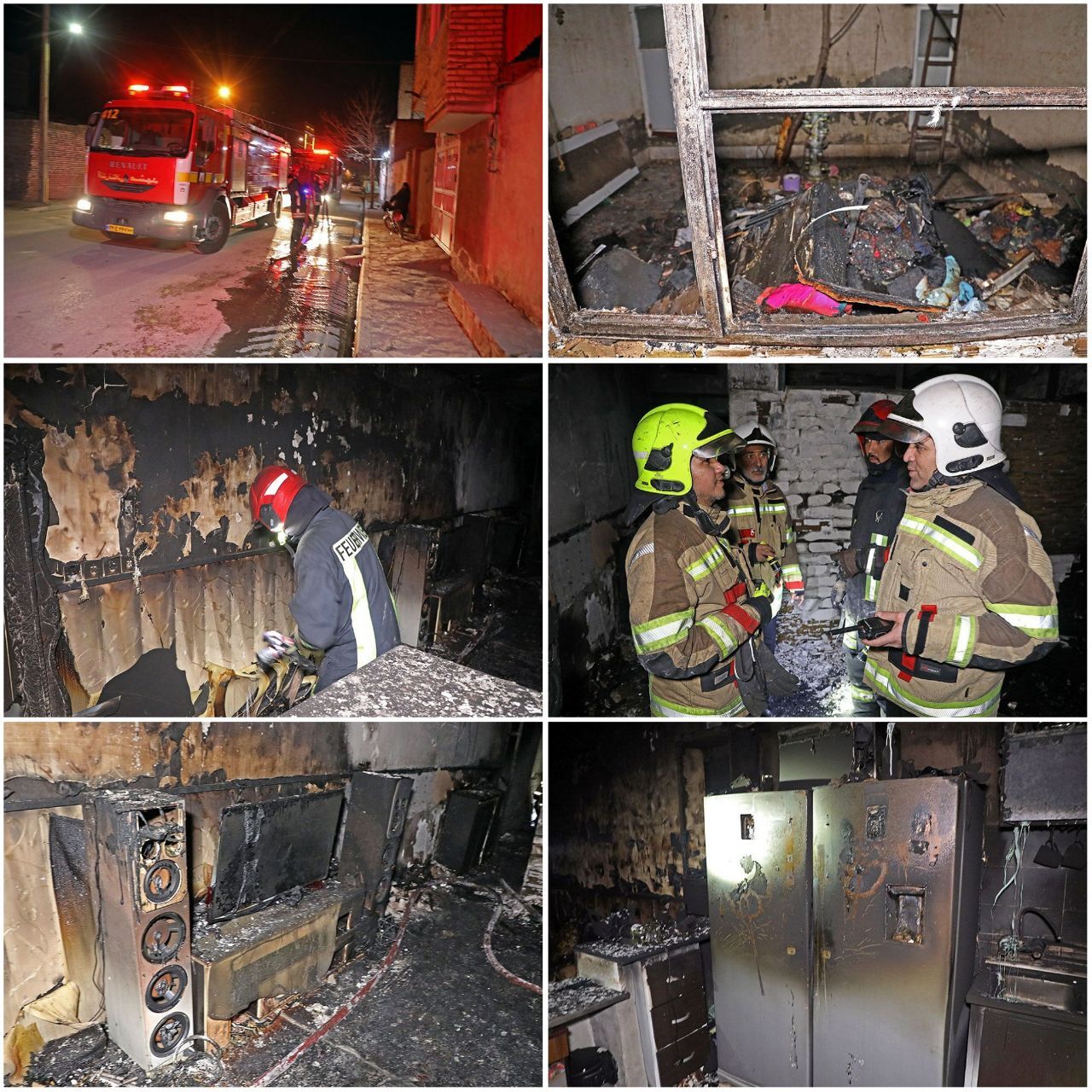 عملیات آتش نشانان برای مهار حریق منزل مسکونی در منطقه سیدی مشهد + عکس
