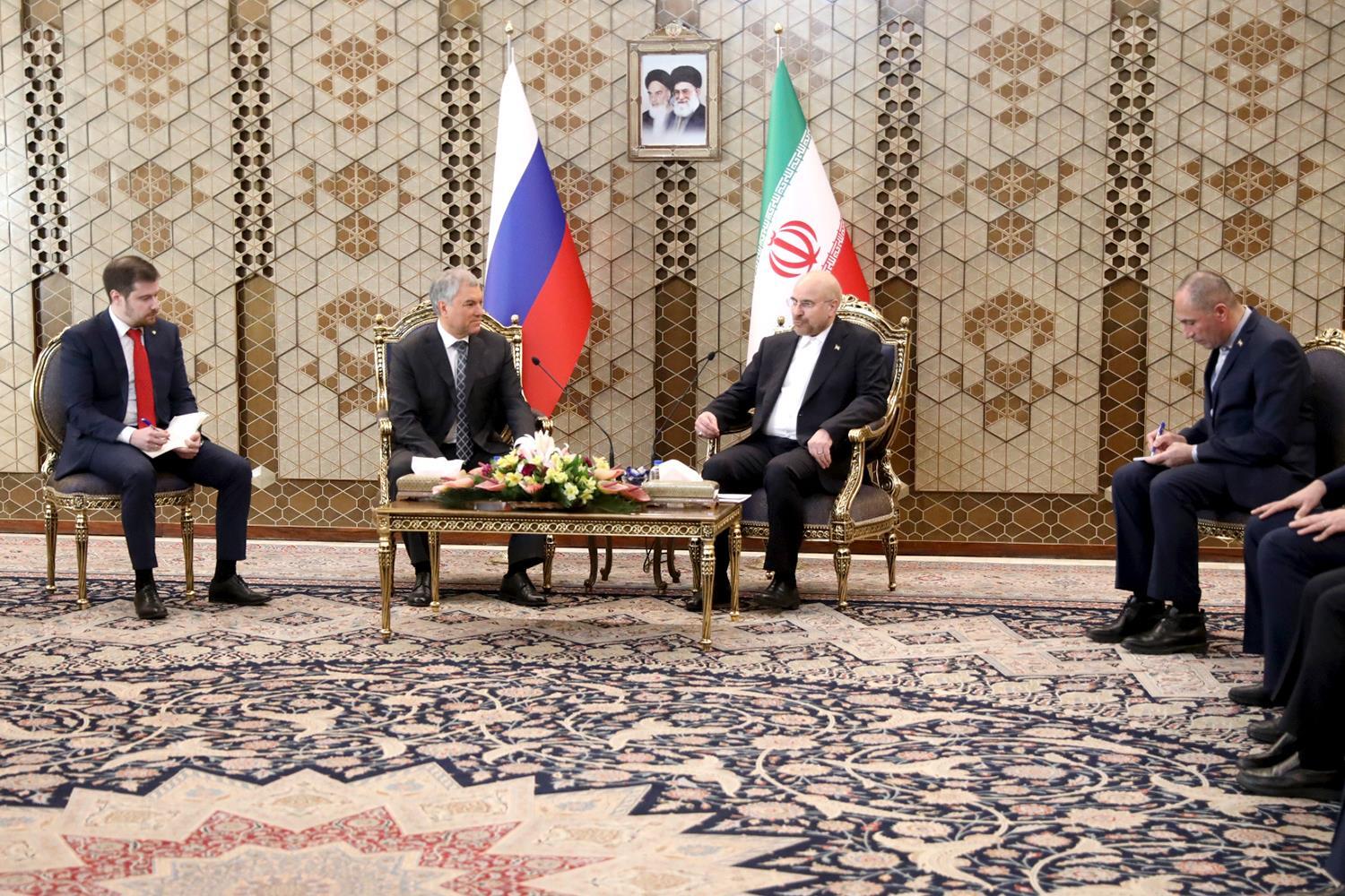 تاکید قالیباف بر اجرای قرارداد ۲۵ ساله ایران و روسیه| والودین: تهدیدات مانع توسعه روابط ما نمی‌شود+ فیلم