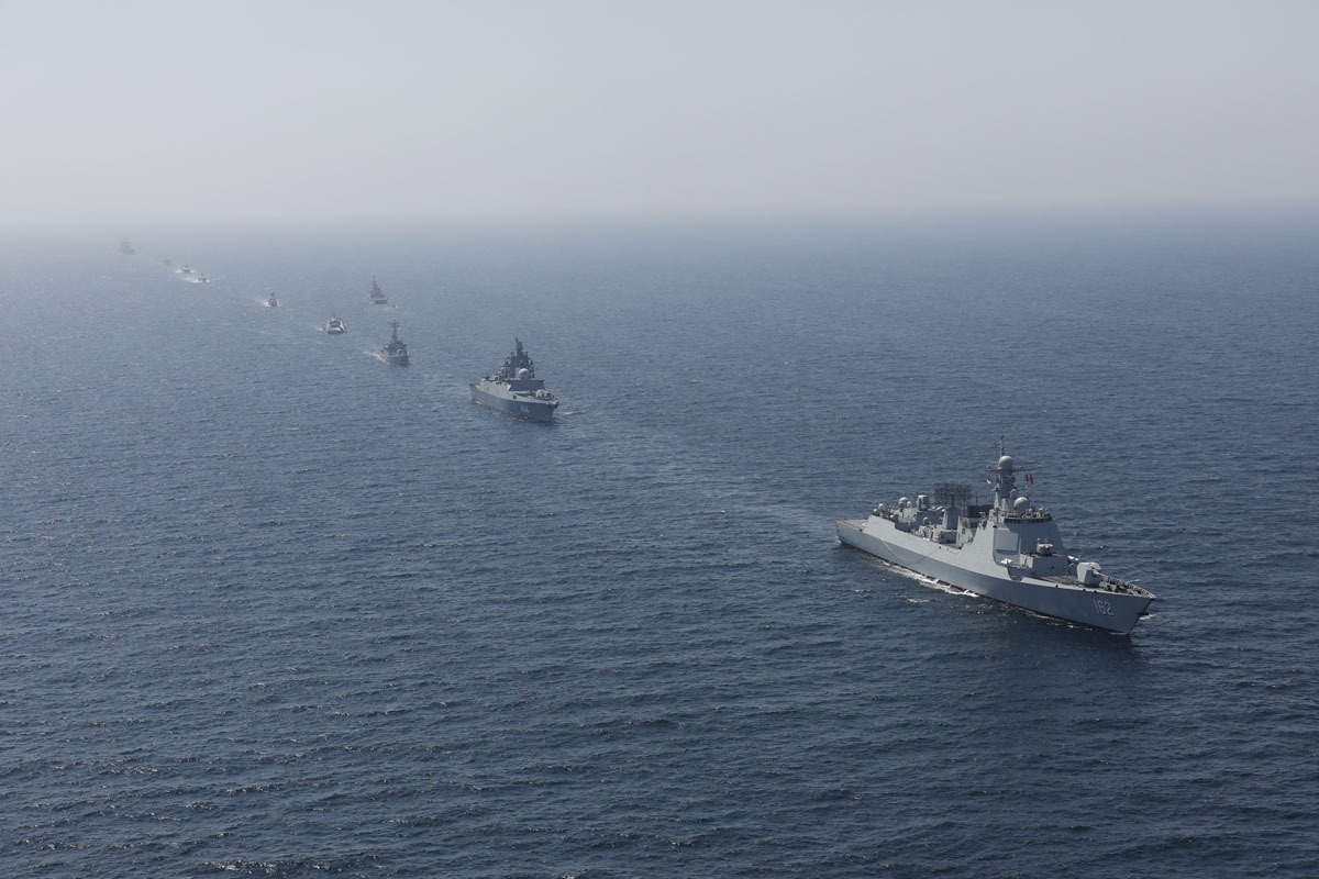 رزمایش کمربند امنیت دریایی ۲۰۲۳ پایان یافت| رژه دریایی یگان‌های ایران، چین و روسیه از مقابل ناوشکن جماران+ جزئیات