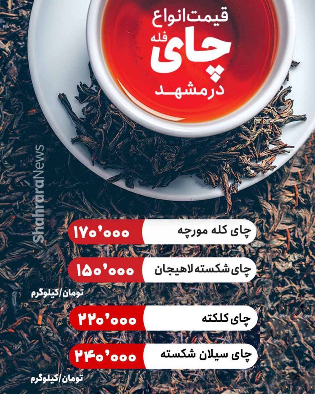 اینفوگرافی| قیمت چای فله در مشهد (۳۰ تیر۱۴۰۱)
