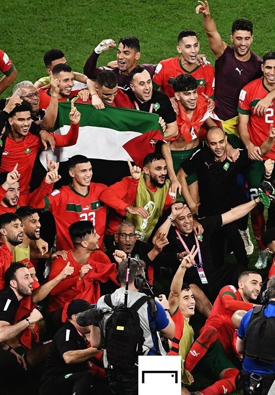 مراکشی‌ها با پرچم فلسطین خوشحالی کردند + عکس