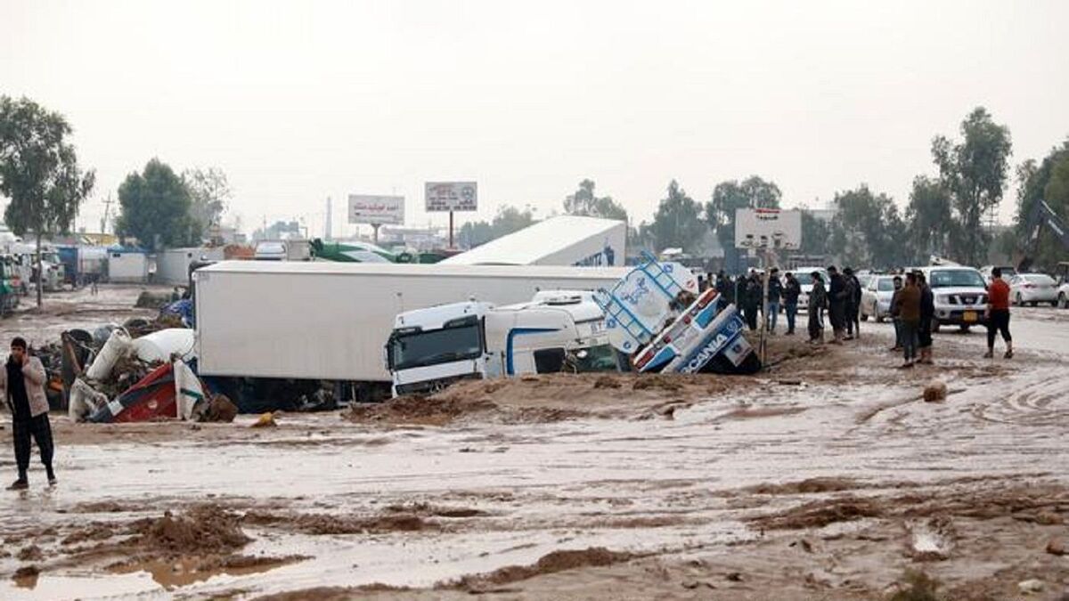 ویدئو| بارش بی‌سابقه باران در عراق