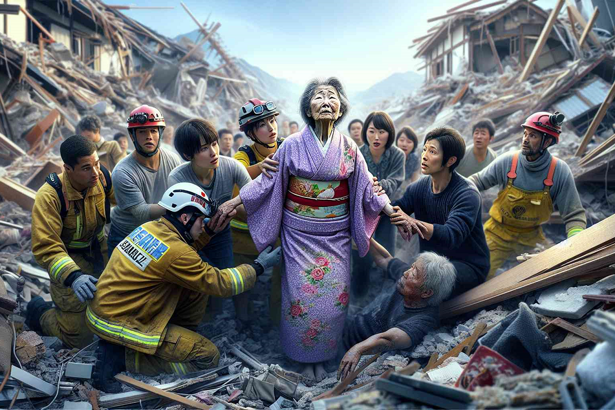 نجات معجزه‌آسای پیرزن ژاپنی، پنج روز پس از زلزله