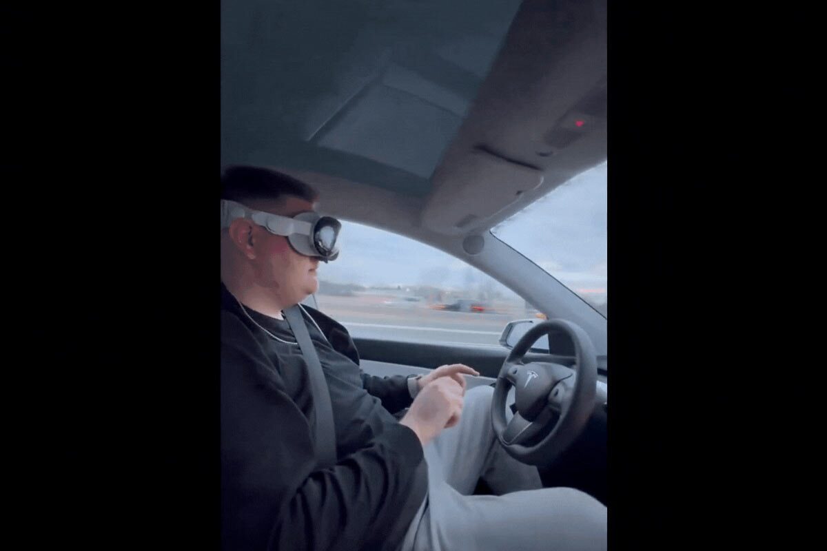 راننده تسلا به دلیل استفاده از اپل ویژن پرو حین رانندگی دستگیر شد + ویدئو