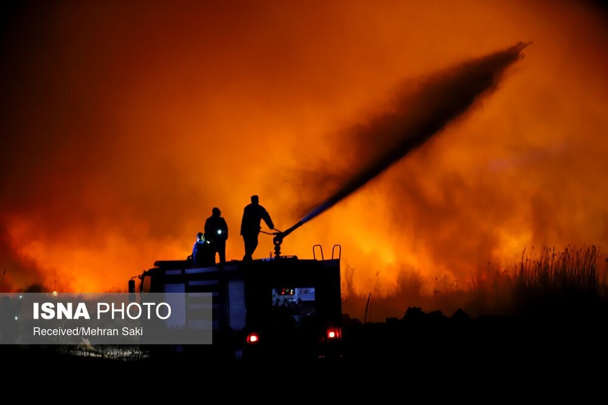 مهار آتش در تالاب میقان اراک پس از ۸ ساعت + عکس و فیلم
