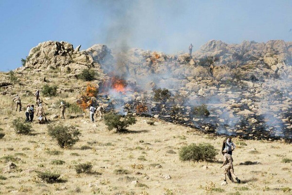 ادامه تلاش‌ها برای مهار آتش در منطقه «شلال دان» کهگیلویه و بویراحمد