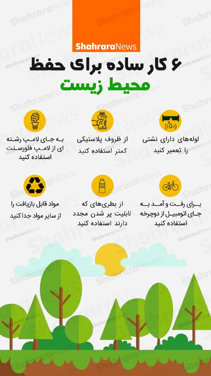 اینفوگرافی| ۶ کار ساده برای حفظ محیط‌زیست