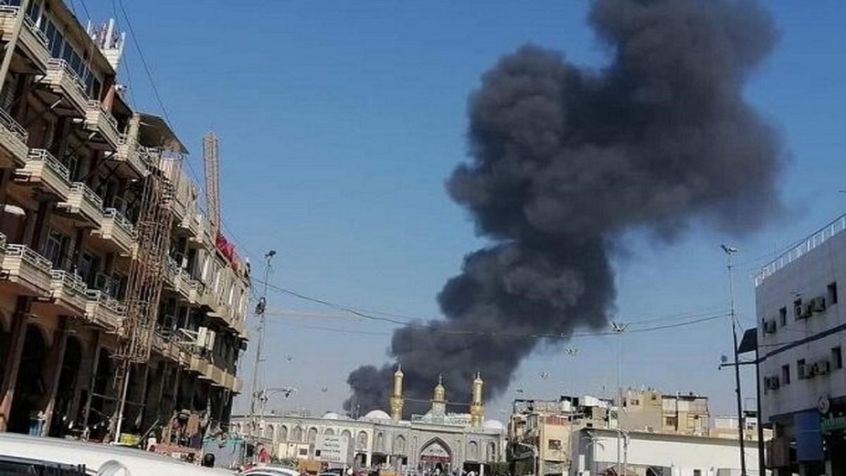 ویدئو| تصاویر هوایی از آتش سوزی در نزدیکی حرم امام حسین(ع)