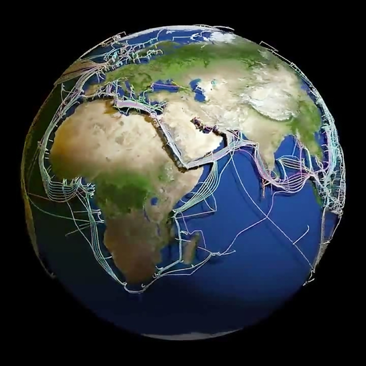 ویدئو| نقشه کابل‌های فیبر نوری اینترنت در عمق اقیانوس‌های جهان