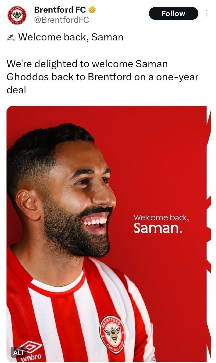 سامان قدوس به لیگ برتر انگلیس برگشت
