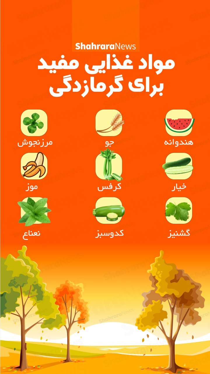 اینفوگرافی| مواد غذایی مفید برای گرمازدایی
