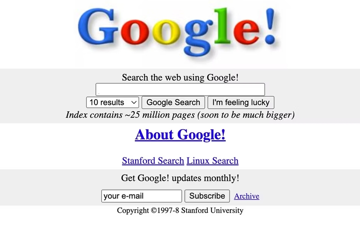 به مناسبت ۲۵ سالگی گوگل این موتور جستجوی اینترنتی را در ظاهر سال ۱۹۹۸ آن تجربه کنید