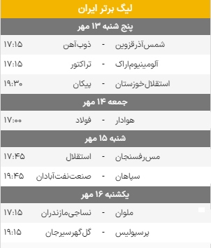زمان برگزاری هفته هفتم لیگ برتر فوتبال مشخص شد + عکس