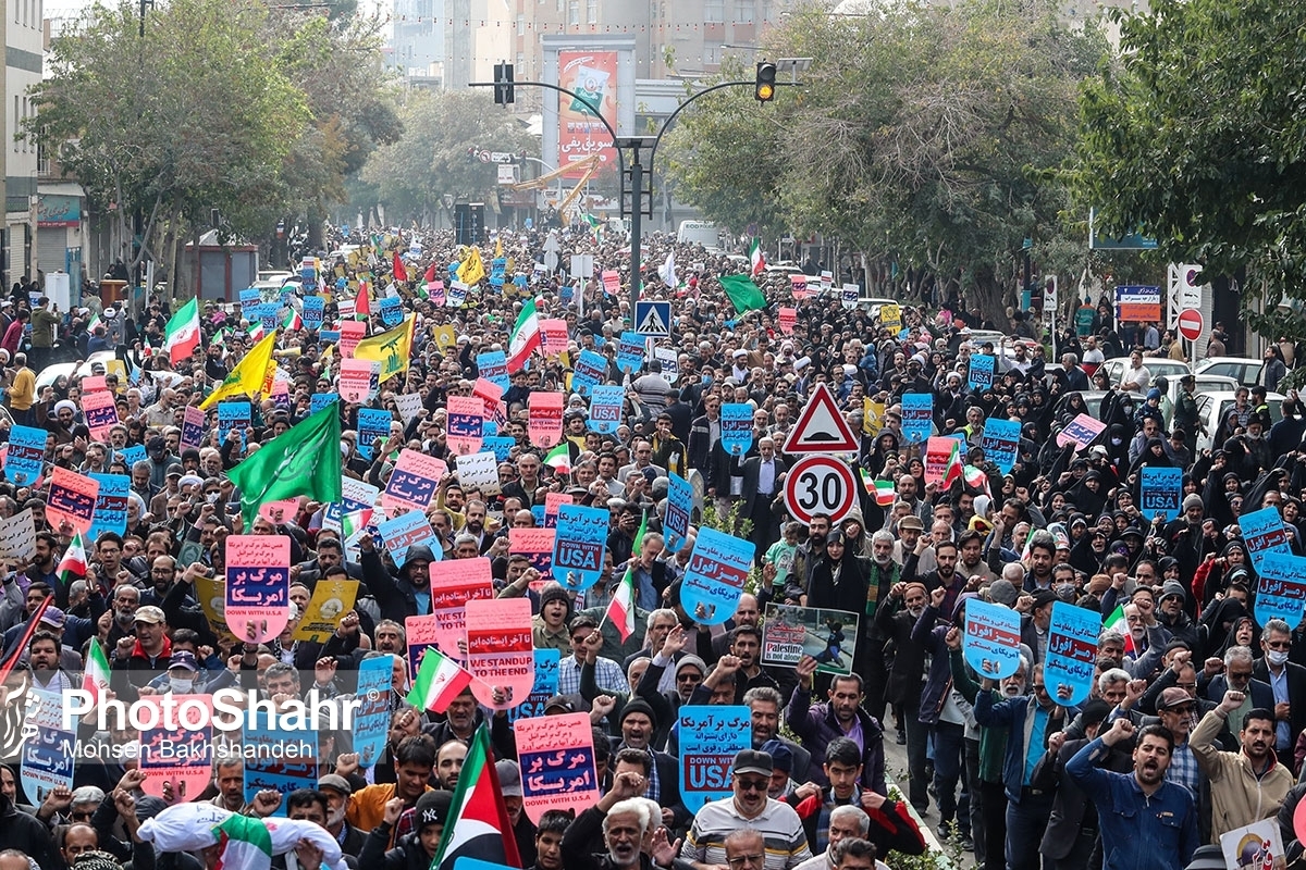 راهپیمایی عظیم خراسانی‌ها در حمایت از مردم مظلوم غزه بعد از نماز جمعه