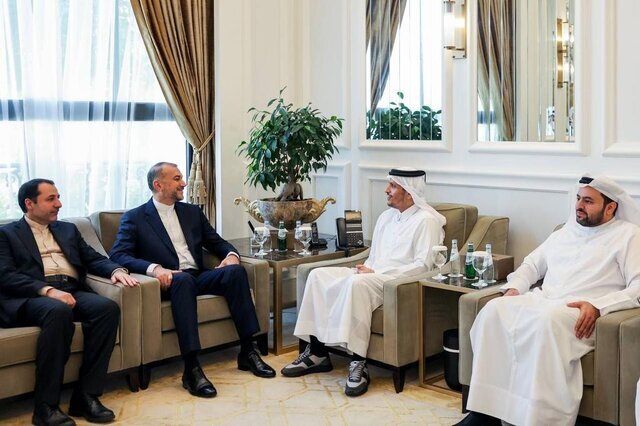 امیرعبداللهیان با وزیر خارجه قطر دیدار کرد + عکس