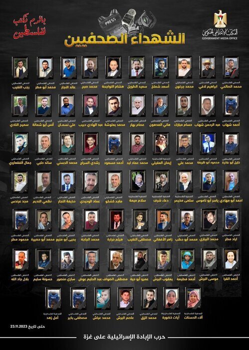 تاکنون ۶۶ خبرنگار در غزه به شهادت رسیده‌اند