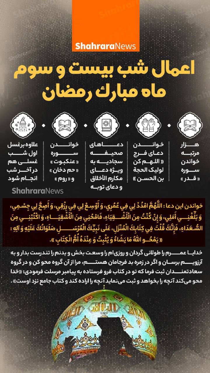 اینفوگرافی| اعمال شب بیست و سوم ماه مبارک رمضان اینفوگرافی| اعمال شب بیست و سوم ماه مبارک رمضان