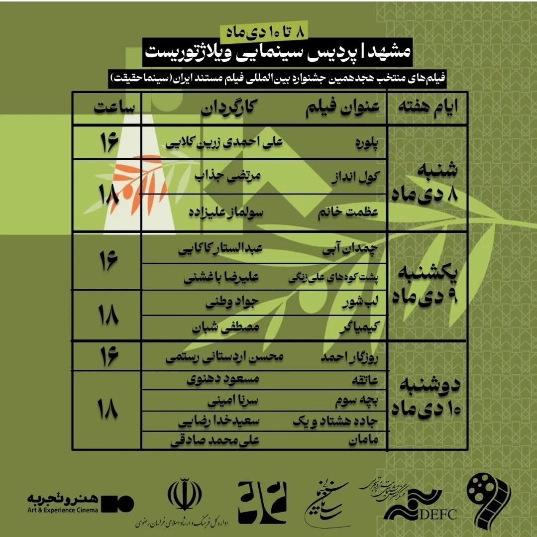 آغاز اکران آثار منتخب هجدهمین جشنواره سینما حقیقت در مشهد آغاز + جدول