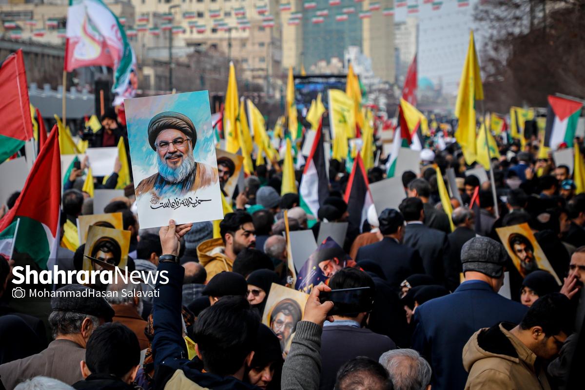 گزارش تصویری | اجتماع باشکوه مردم مشهد همزمان با آئین تشییع شهدای مقاومت در لبنان (۵ اسفند ۱۴۰۳)