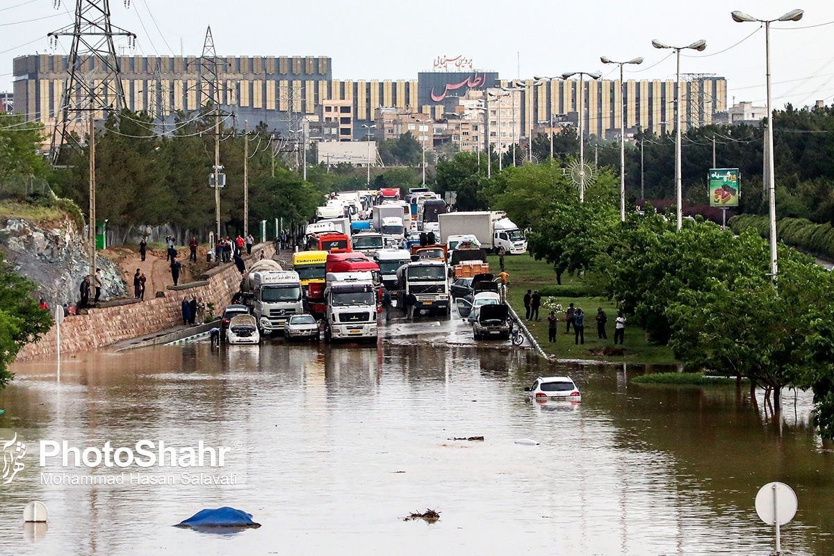 ۱۱۸ حادثه در پی بارش‌ها و سیل روز گذشته در مشهد (۲۷ اردیبهشت ۱۴۰۳)