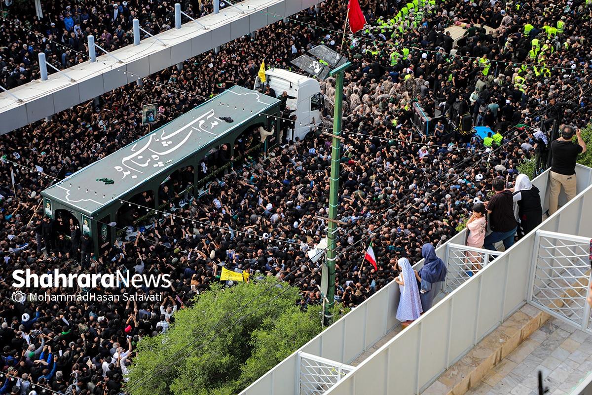 تصاویری از استقبال و تشییع پیکر رئیس جمهور رئیسی و شهدای خدمت در مشهد