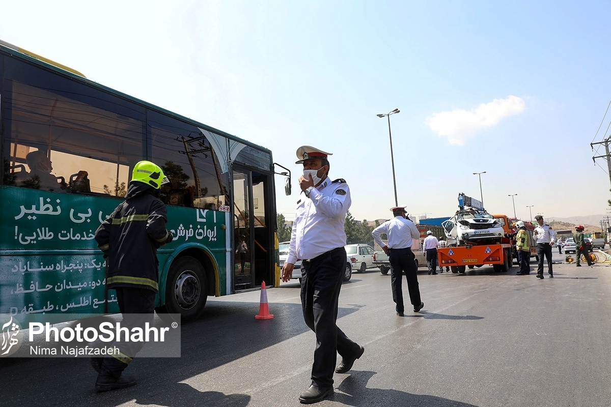 اعمال‌قانون ۱۷۰۱ دستگاه خودروی حادثه‌ساز در مشهد | ۷۰ نفر در تصادفات رانندگی طی ۲۴ ساعت گذشته مصدوم شدند (۸ خرداد ۱۴۰۳)