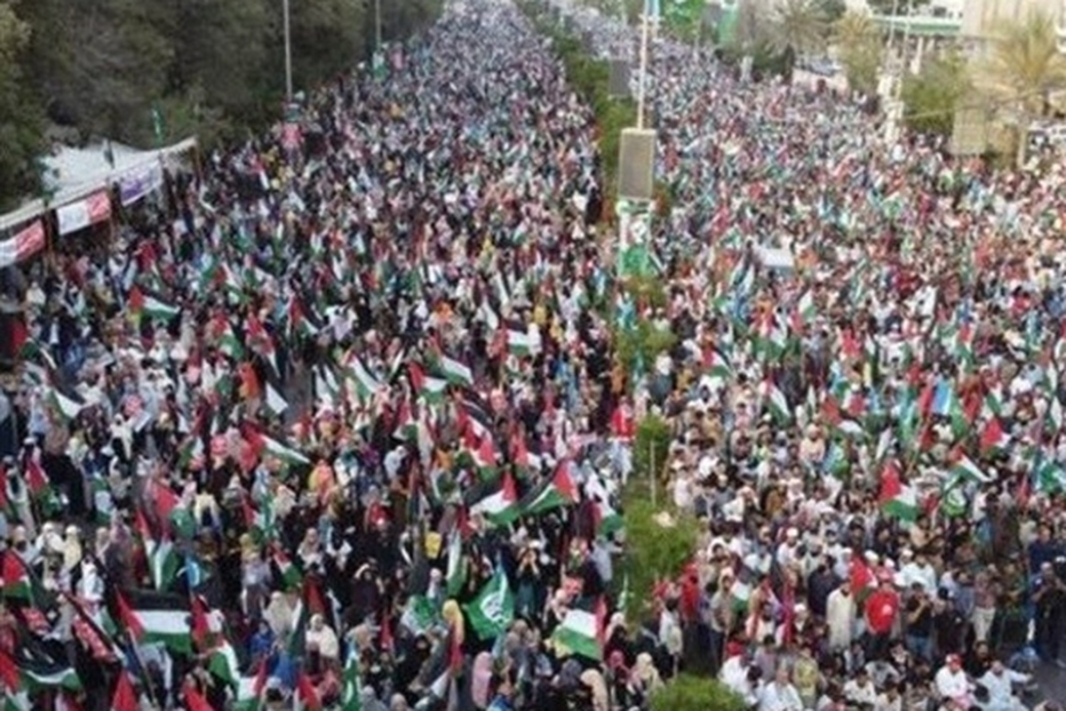 تظاهرات بزرگ مردم کراچی در حمایت از فلسطین و توقف جنگ در غزه