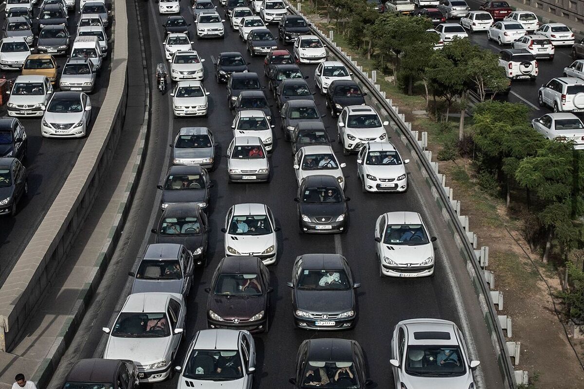 ترافیک سنگین در بزرگراه پیامبراعظم(ص)، میدان فلسطین و سه‌راه خیام (۲۸ تیر ۱۴۰۳)