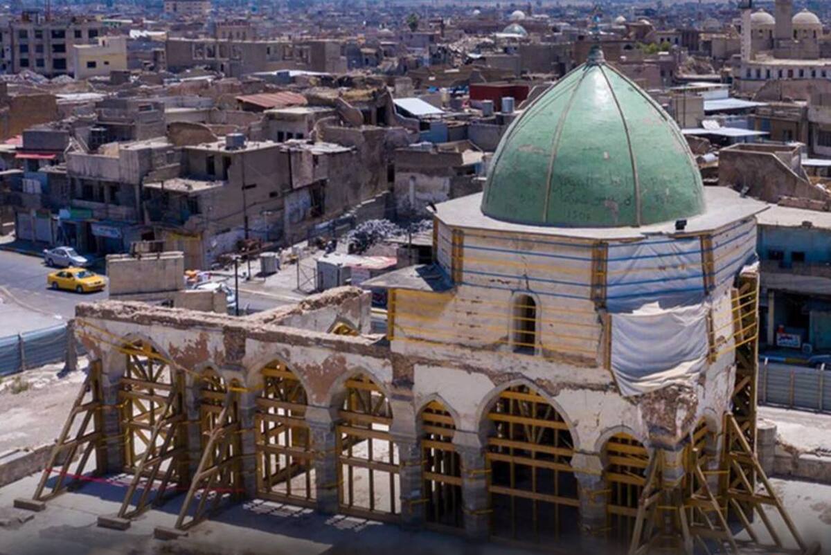 پنج بمب برجای مانده از داعش در دیوار مسجد النورى عراق کشف شد